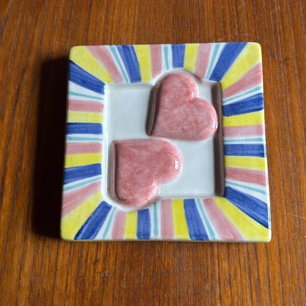 Ceramic hearts trivet by Laurie Gates for Los Angeles Pottery